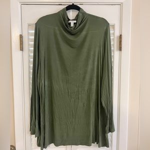 Daily Ritual Mock Neck Swing Tunic, green, size XXL
